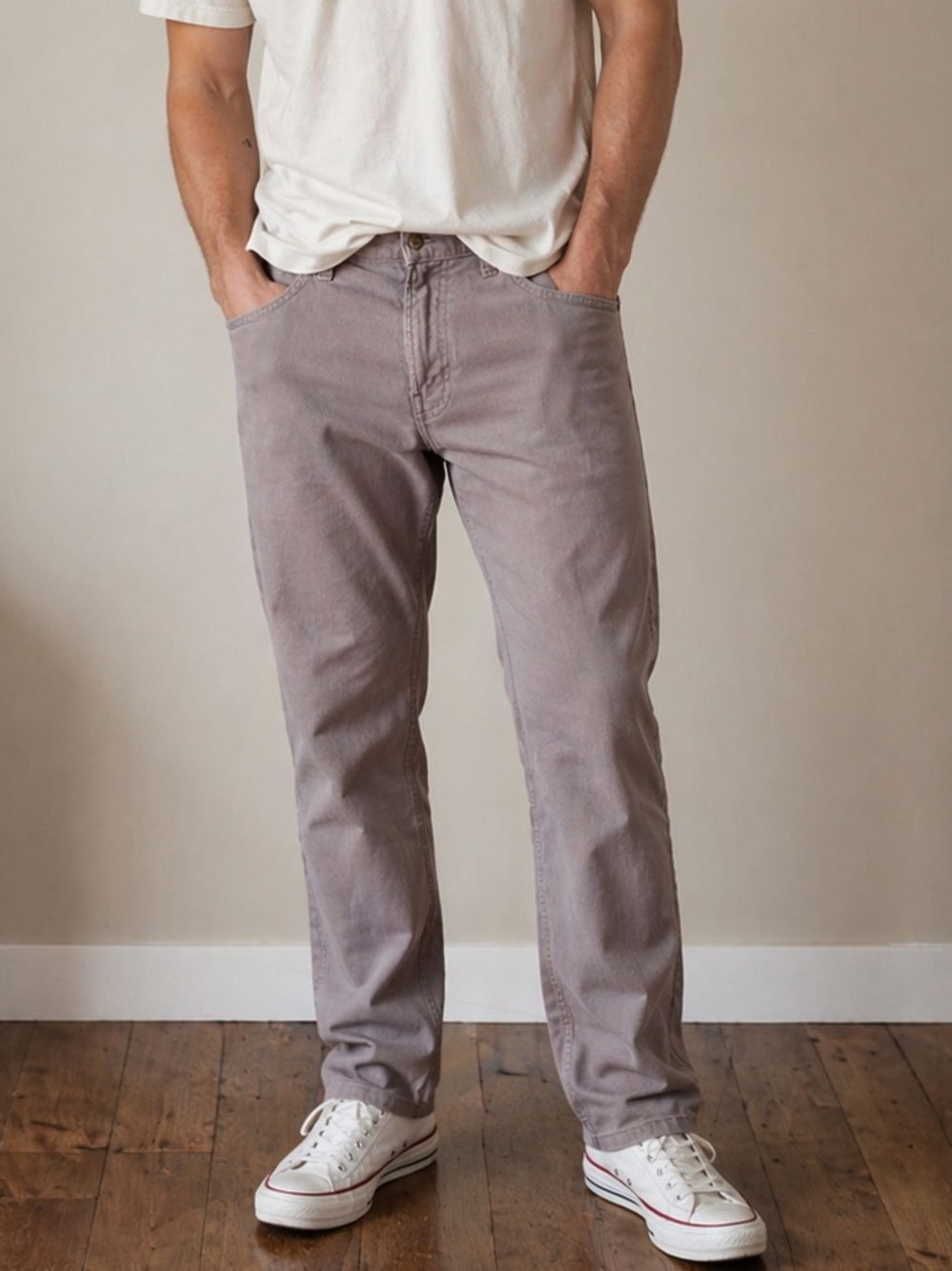Men’s Lucky Brand 221 Original Straight Gray Corduroy Pants size 33x32